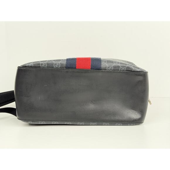 Gucci GG Supreme Black/Grey Coated Canvas Vintage Web Backpack - Picture 6 of 16